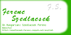 ferenc szedlacsek business card